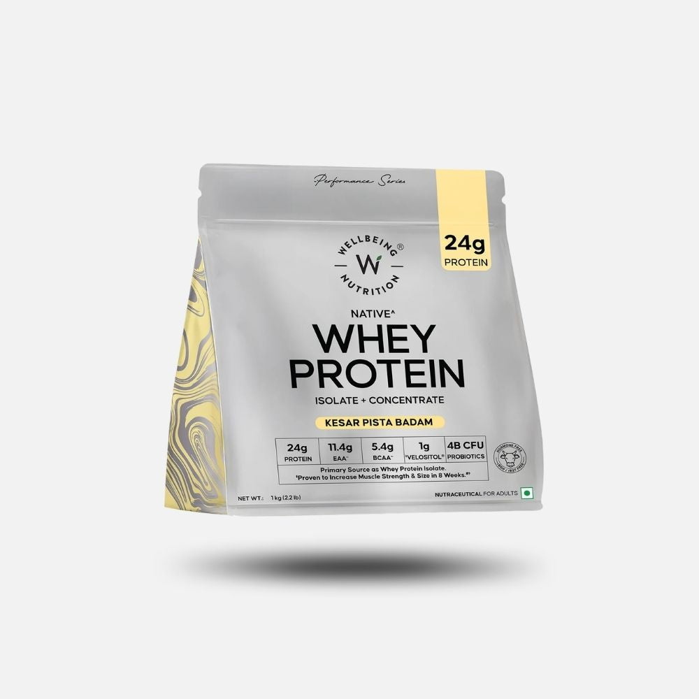 Wellbeing Nutrition Whey Isolate & Concentrate, Kesar Pista Badam, 1 kg
