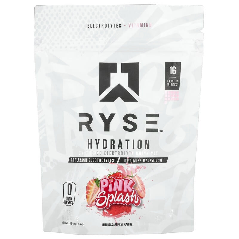 RYSE Hydration | On-The-Go Electrolyte Drink Mix |16 Sticks, 0.23 oz Each