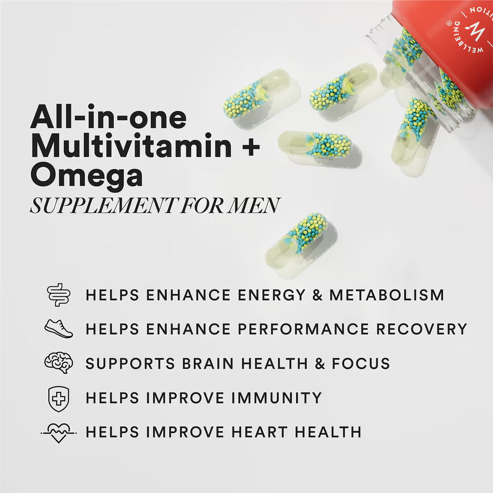 Wellbeing Nutrition Multi + Veg Omega 3 for Him with 23 Vitamins & Minerals (60 Capsules)