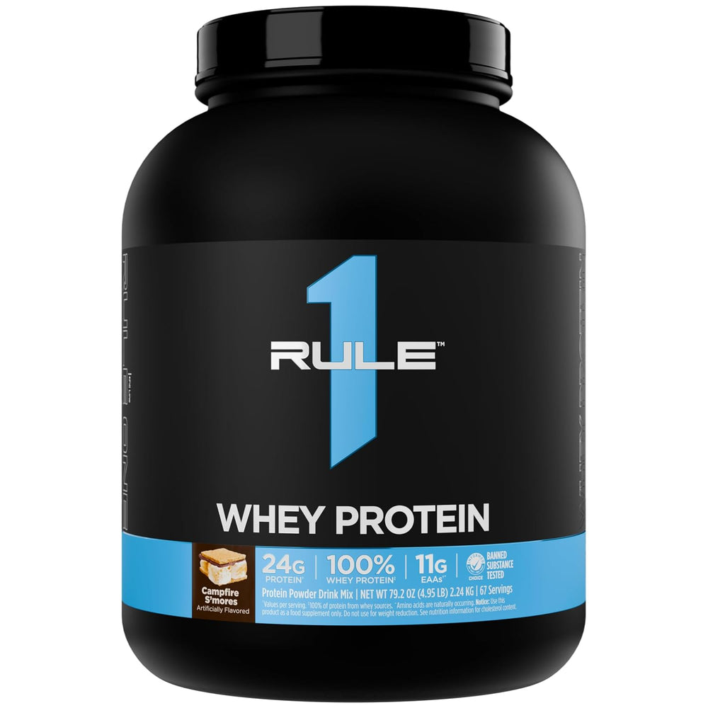 Rule 1 Proteins Whey Protein – 24g Fast-Acting Protein from All-Whey Sources with Naturally Occurring EAAs & BCA (5 Pounds)