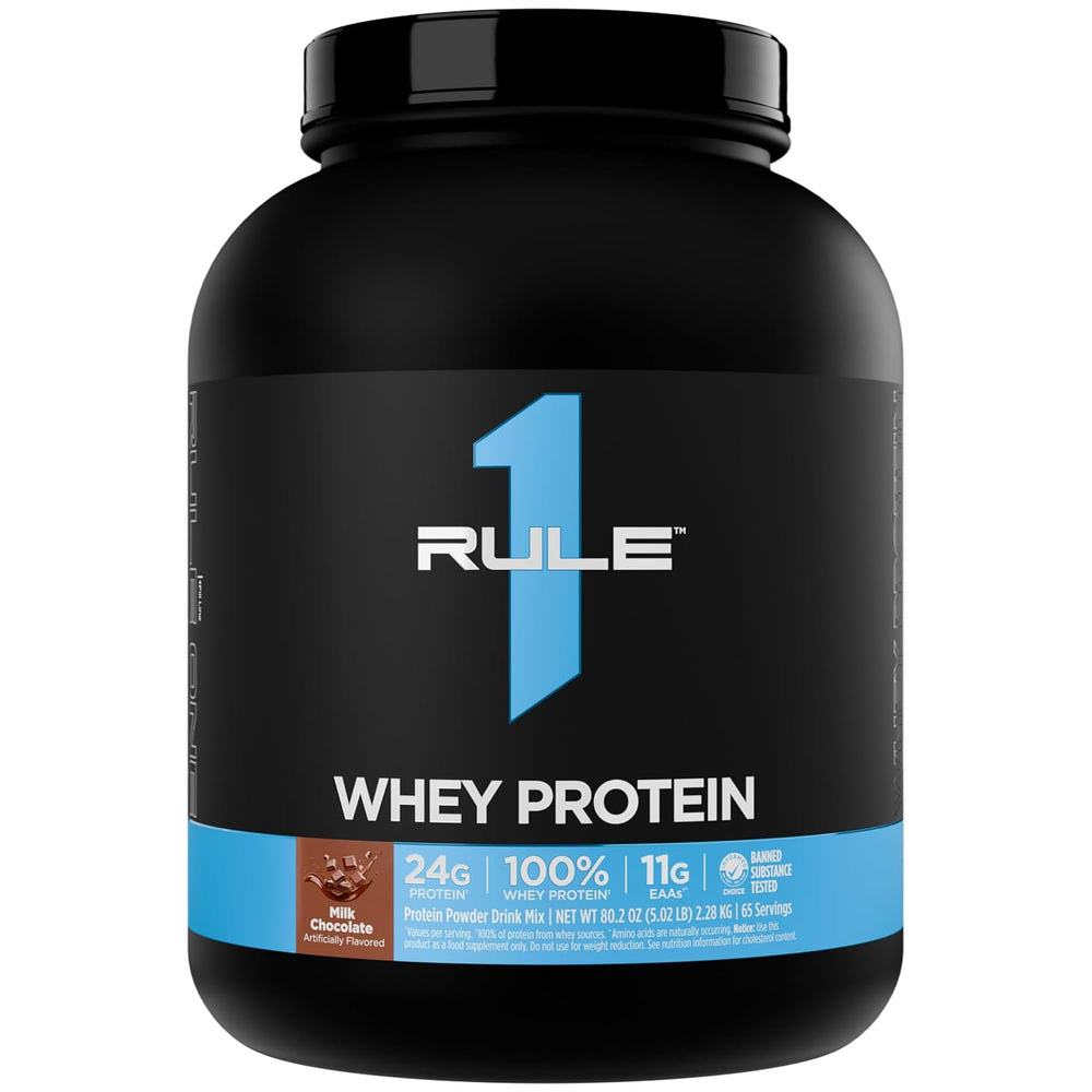 Rule 1 Proteins Whey Protein – 24g Fast-Acting Protein from All-Whey Sources with Naturally Occurring EAAs & BCA (5 Pounds)