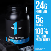 Rule1 1 Whey Blend 100% Protein Powder Cookies & Cream | 24g Protein| 5.5g BCAAs| 68 Servings| 4.95 Lbs (2.24 kg)