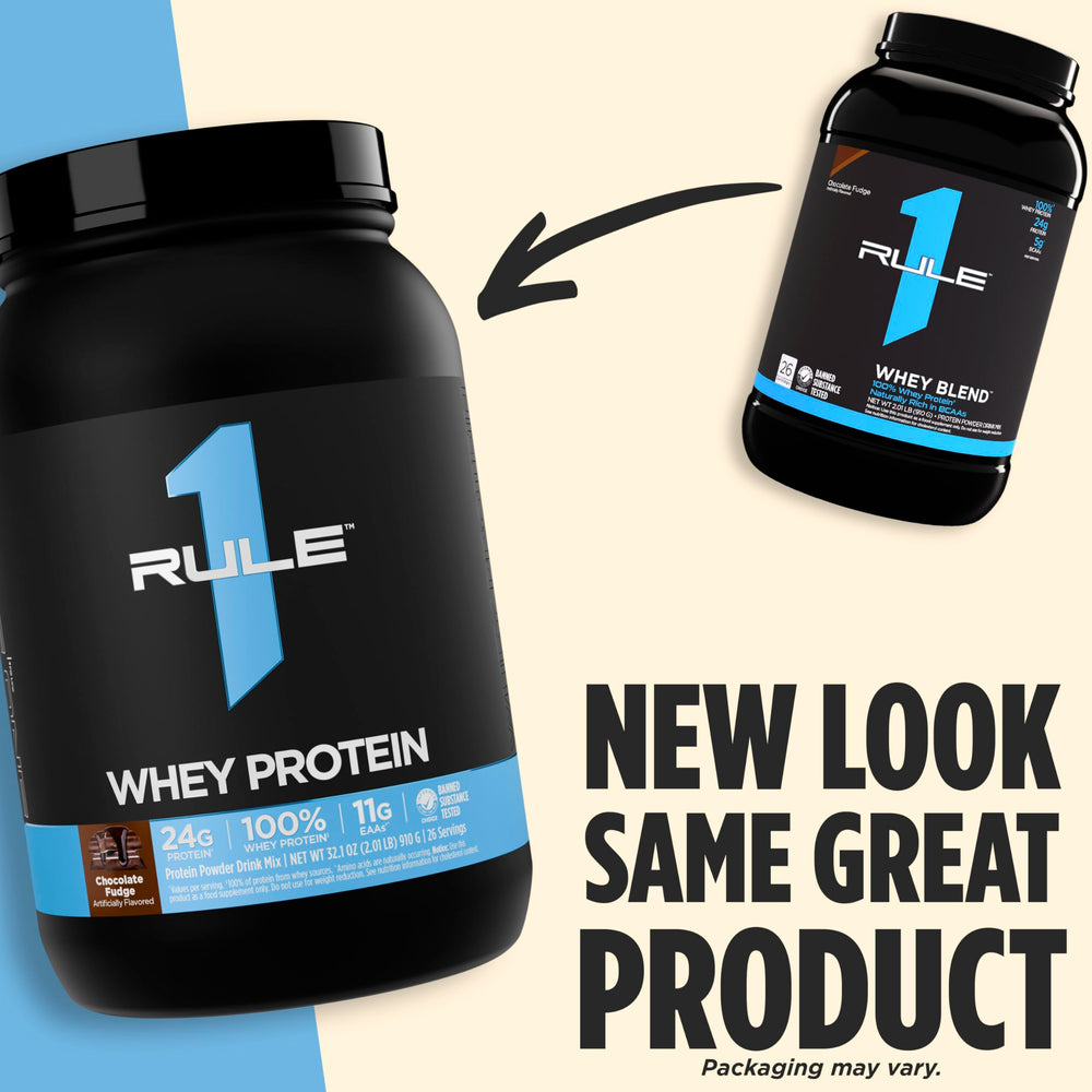 Rule1 1 Whey Blend 100% Protein Powder Cookies & Cream | 24g Protein| 5.5g BCAAs| 68 Servings| 4.95 Lbs (2.24 kg)