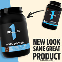 Rule1 1 Whey Blend 100% Protein Powder Cookies & Cream | 24g Protein| 5.5g BCAAs| 68 Servings| 4.95 Lbs (2.24 kg)