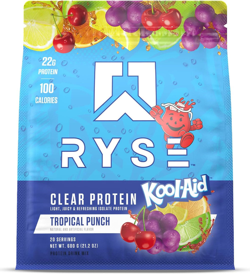 Ryse Clear Whey Isolate Protein Powder - 100 Calories, Zero Sugar, Zero Artificial Colors - 20 Servings Bag