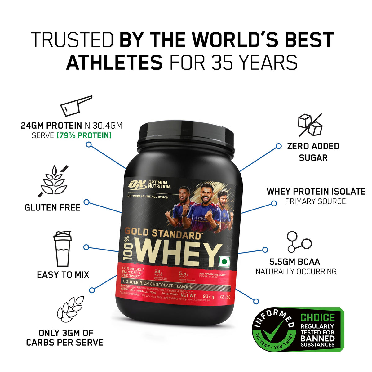 Optimum Nutrition Gold Standard 100% Whey, 907 g