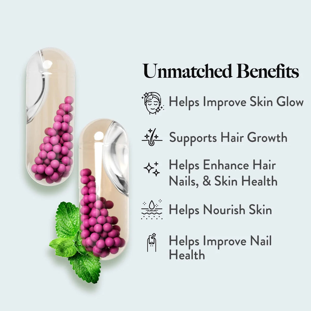 Slow Hair, Skin & Nails Supplement – Biotin + Glutathione Capsules