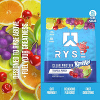 Ryse Clear Whey Isolate Protein Powder - 100 Calories, Zero Sugar, Zero Artificial Colors - 20 Servings Bag