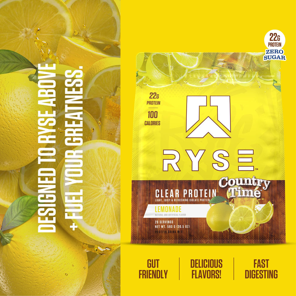 Ryse Clear Whey Isolate Protein Powder - 100 Calories, Zero Sugar, Zero Artificial Colors - 20 Servings Bag