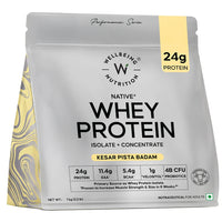Whey Protein Isolate + Concentrate 24g | 1kg | 4B CFU Probiotics | Kesar Pista Badam
