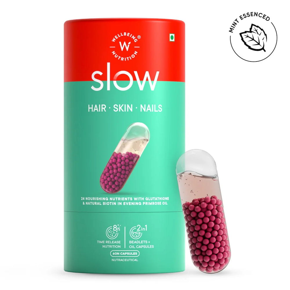 Slow Hair, Skin & Nails Supplement – Biotin + Glutathione Capsules