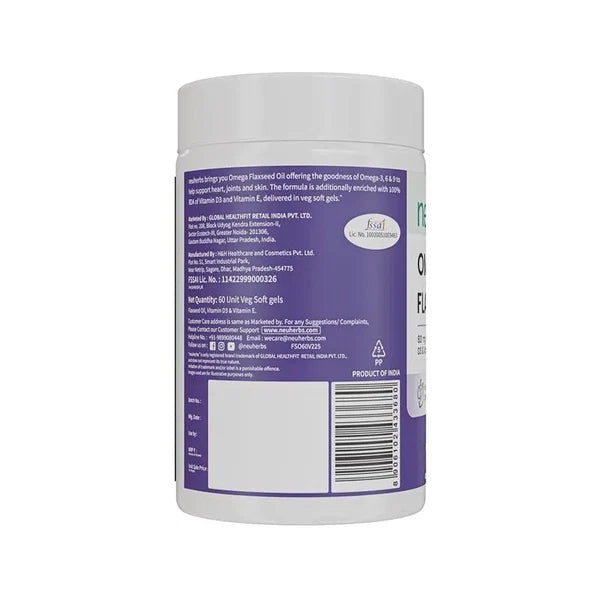 Neuherbs Flaxseed Oil 1000 mg Omega 3-6-9, 60 Capsules