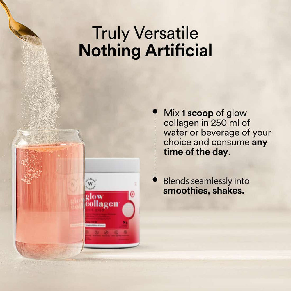 Wellbeing Nutrition Glow Collagen Peptides Reduces Pigmentation Tropical Bliss Flavor - 250g