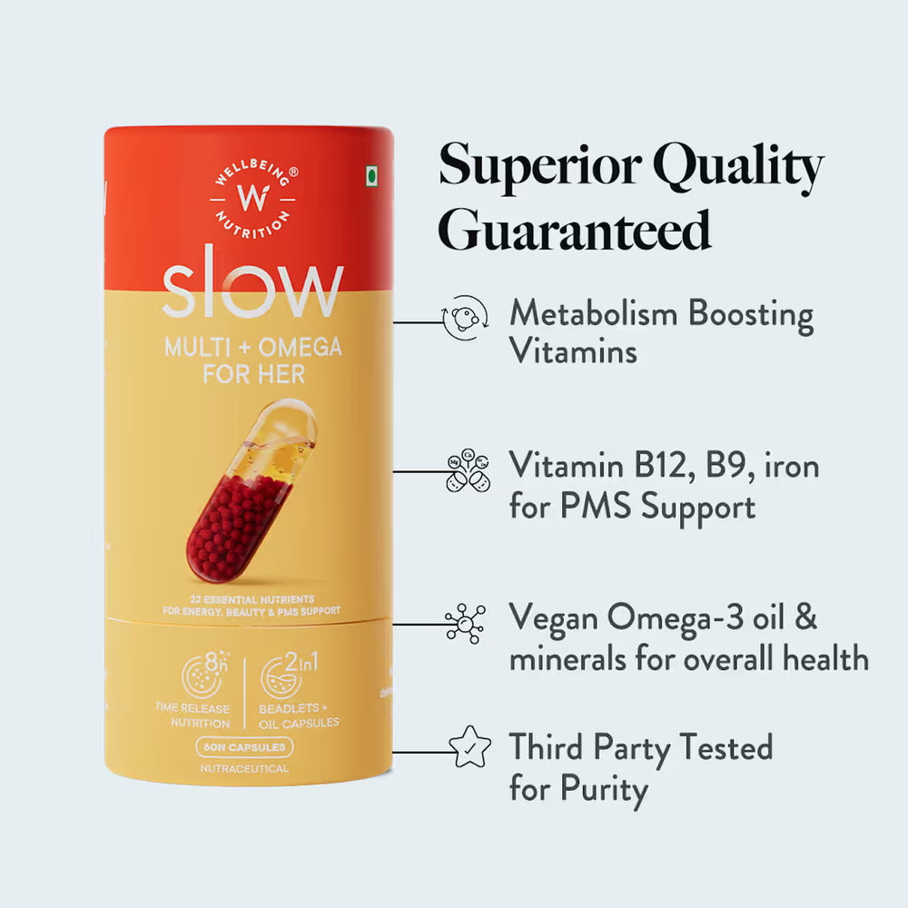 Wellbeing Nutrition Multi + Omega for Her Multivitamin Capsule for WomenVegan Omega-3 (60 Capsules)