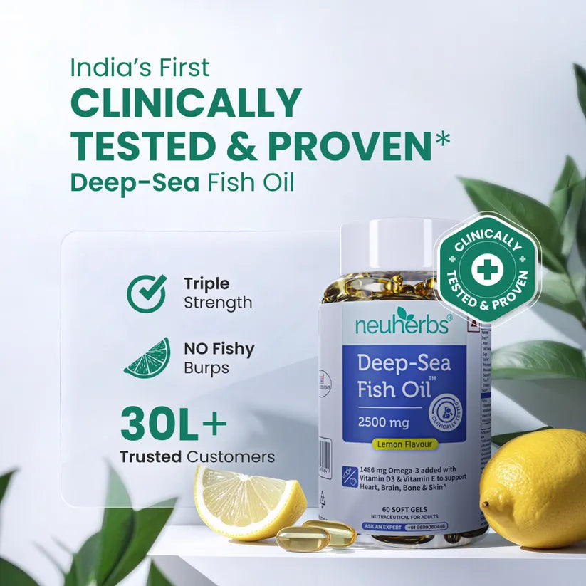 Neuherbs Deep Sea Fish Oil 2500 mg Omega-3, 60 Softgels