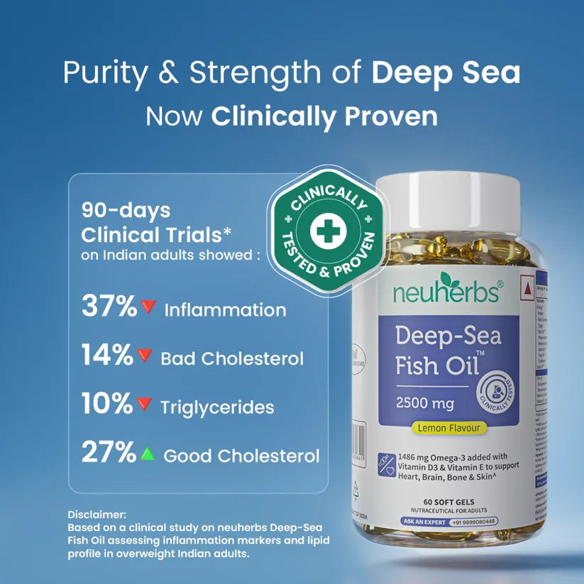 Neuherbs Deep Sea Fish Oil 2500 mg Omega-3, 60 Softgels