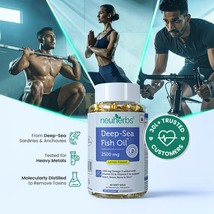 Neuherbs Deep Sea Fish Oil 2500 mg Omega-3, 60 Softgels