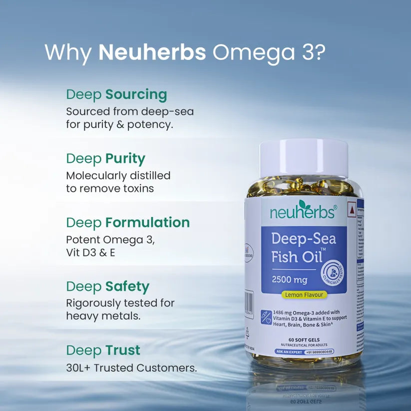 Neuherbs Deep Sea Fish Oil 2500 mg Omega-3, 60 Softgels