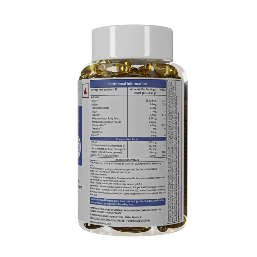 Neuherbs Deep Sea Fish Oil 2500 mg Omega-3, 60 Softgels