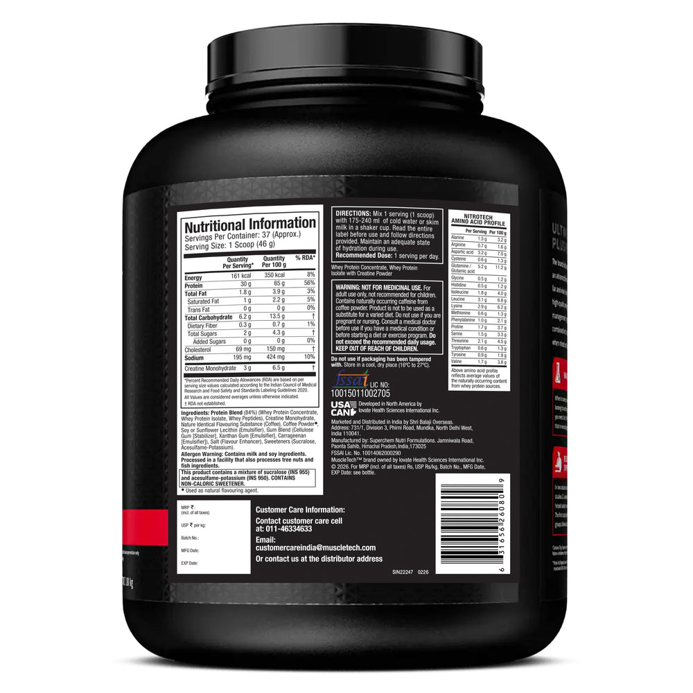 MuscleTech NitroTech Whey Protein - 1.72 kg (3.7 lb)