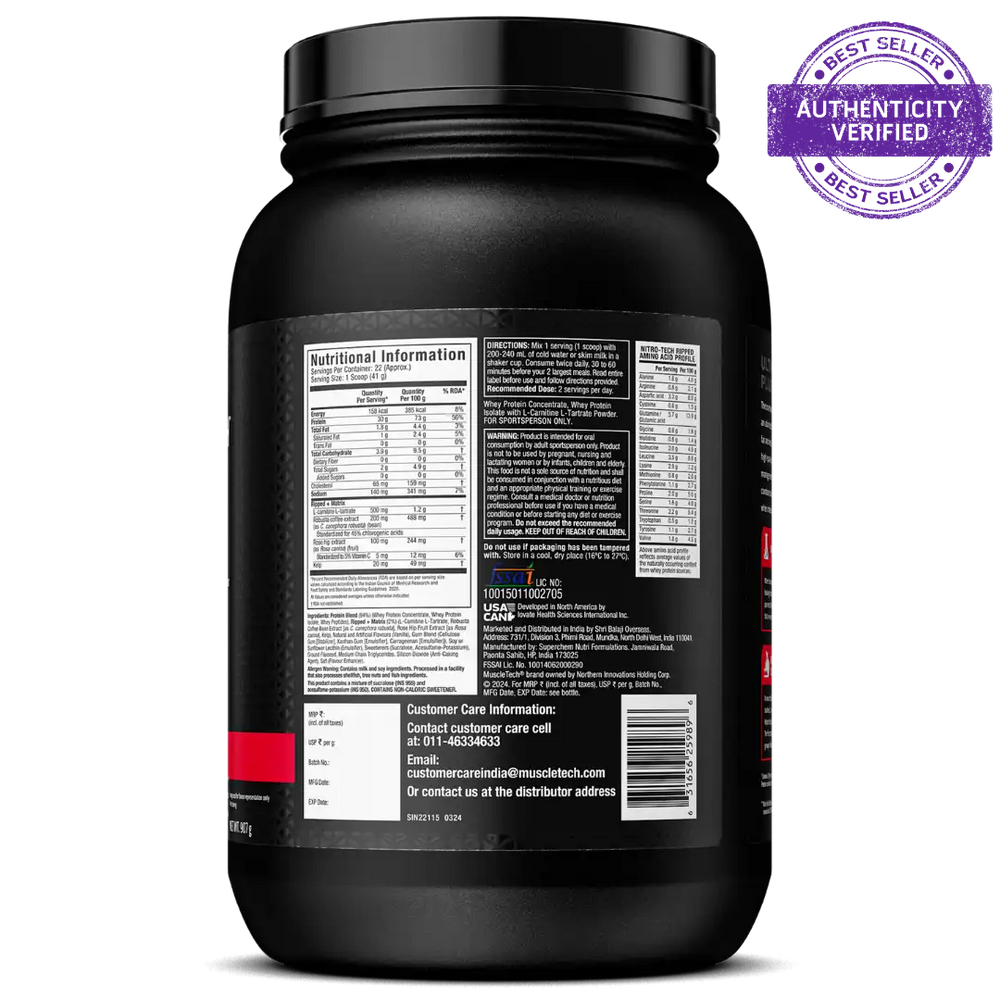 MuscleTech™ Nitro-Tech™ Ripped Whey Protein Powder