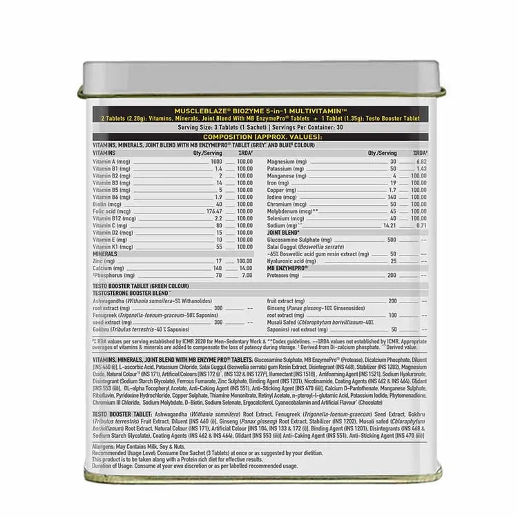 MuscleBlaze Biozyme 5-in-1 Multivitamin, 90 Tablets