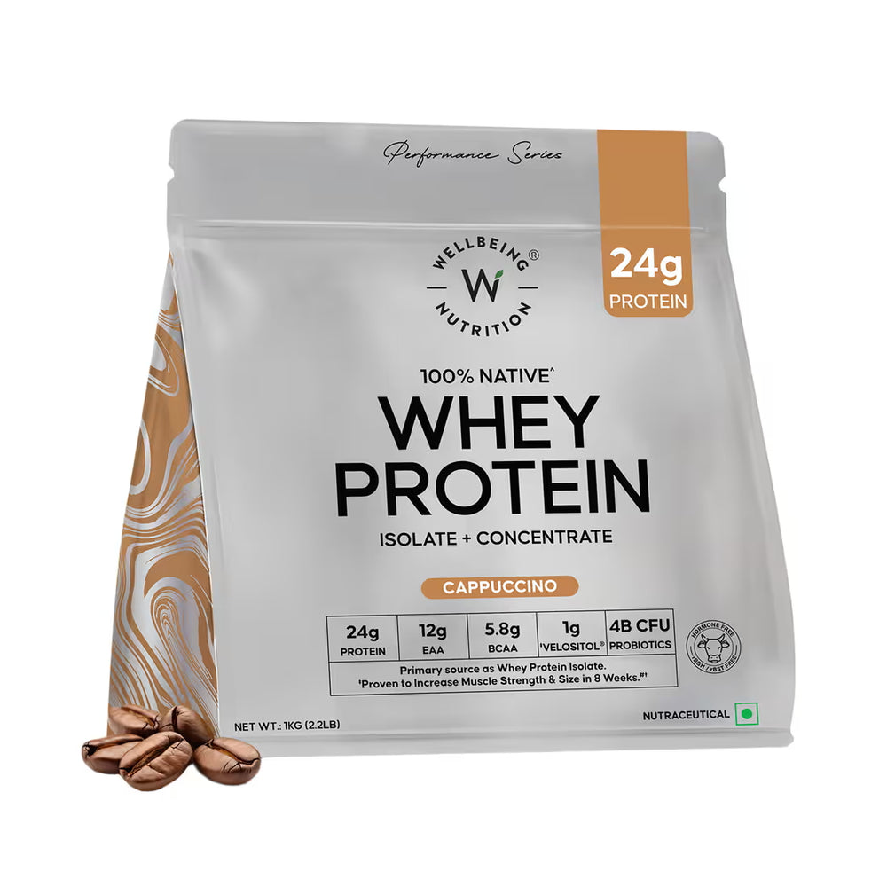 Wellbeing Nutrition Whey Protein Isolate & Concentrate 24g Protein Probiotics (1 kg)